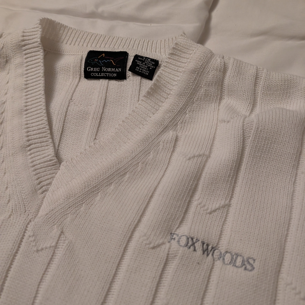 Greg Norman Collection V-Neck Sweater in White